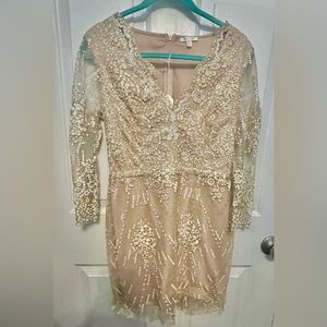 Luxxel Gold Sequin Embellished Dress